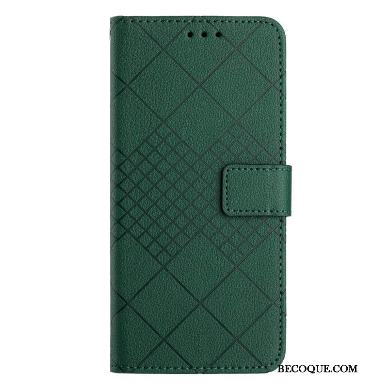 Etui Folio Do Xiaomi 14 Diamenty O Fakturze Litchi Z Paskiem