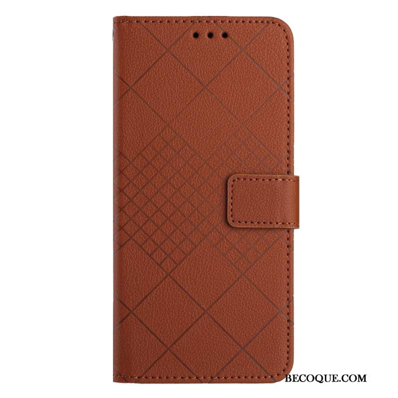 Etui Folio Do Xiaomi 14 Diamenty O Fakturze Litchi Z Paskiem