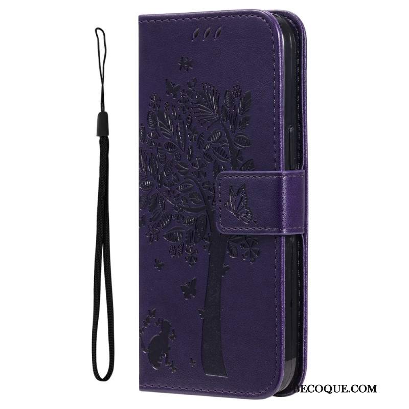 Etui Folio Do Xiaomi 14 Pro Drzewko Dla Kota I Smyczy