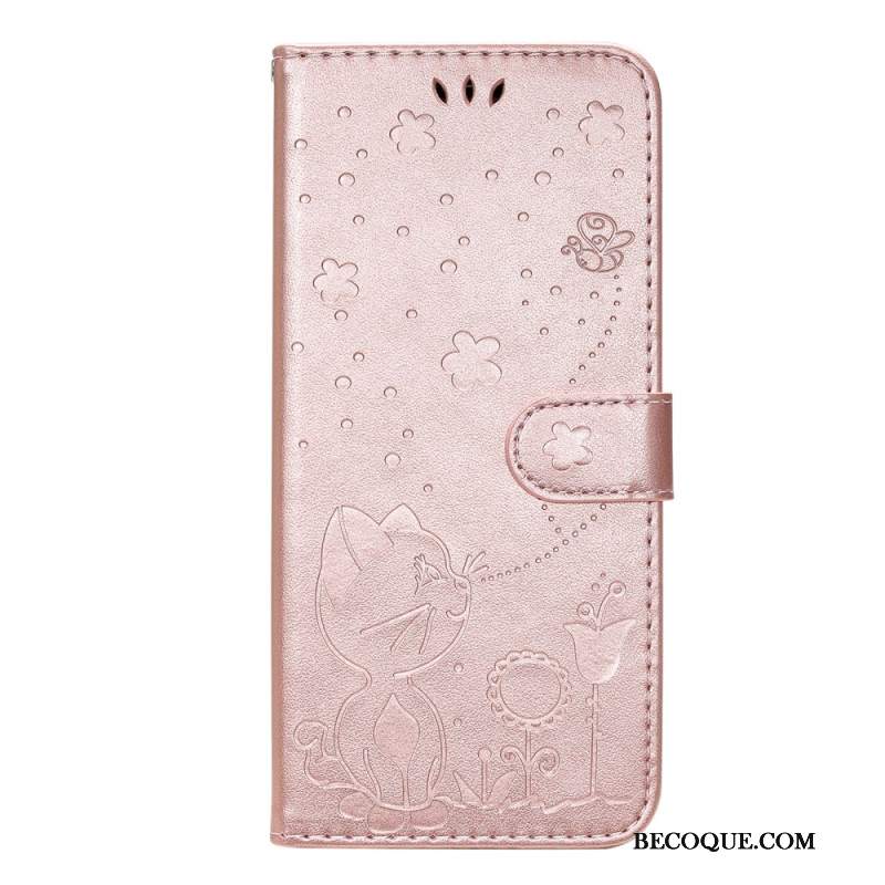Etui Folio Do Xiaomi 14 Ultra Pszczoły I Kot Z Paskiem
