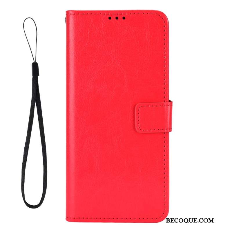 Etui Folio Do Xiaomi Redmi Note 13 Pro 5g Błyszcząca Sztuczna Skóra Z Paskiem