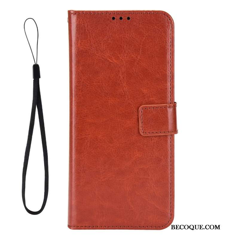 Etui Folio Do Xiaomi Redmi Note 13 Pro 5g Błyszcząca Sztuczna Skóra Z Paskiem