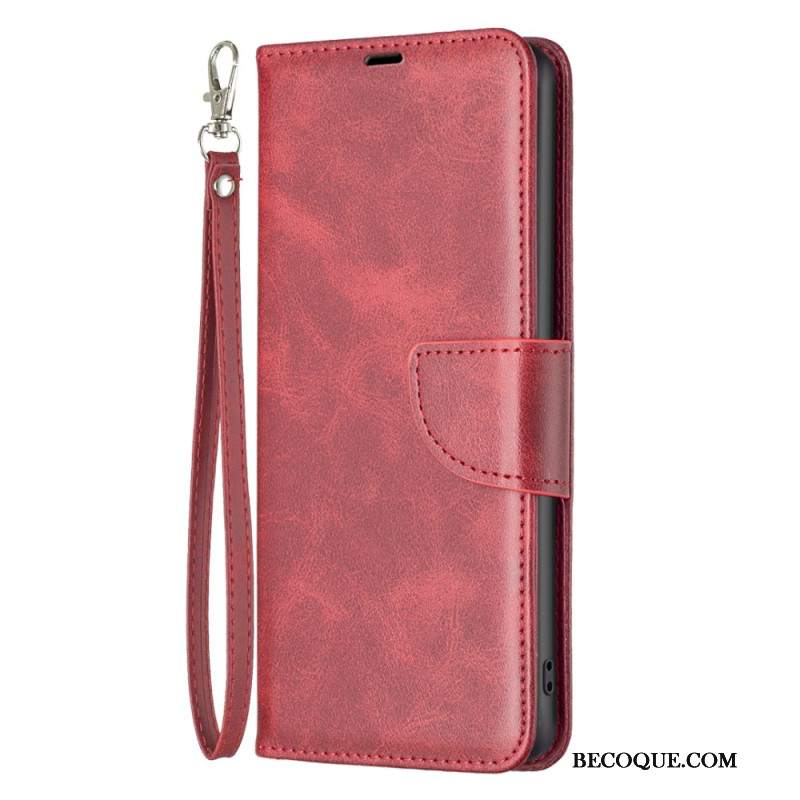 Etui Folio Do iPhone 16 Pro Efekt Gładkiej Skóry Z Paskiem