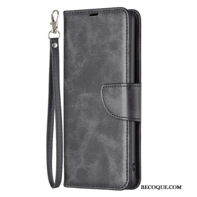 Etui Folio Do iPhone 16 Pro Efekt Gładkiej Skóry Z Paskiem
