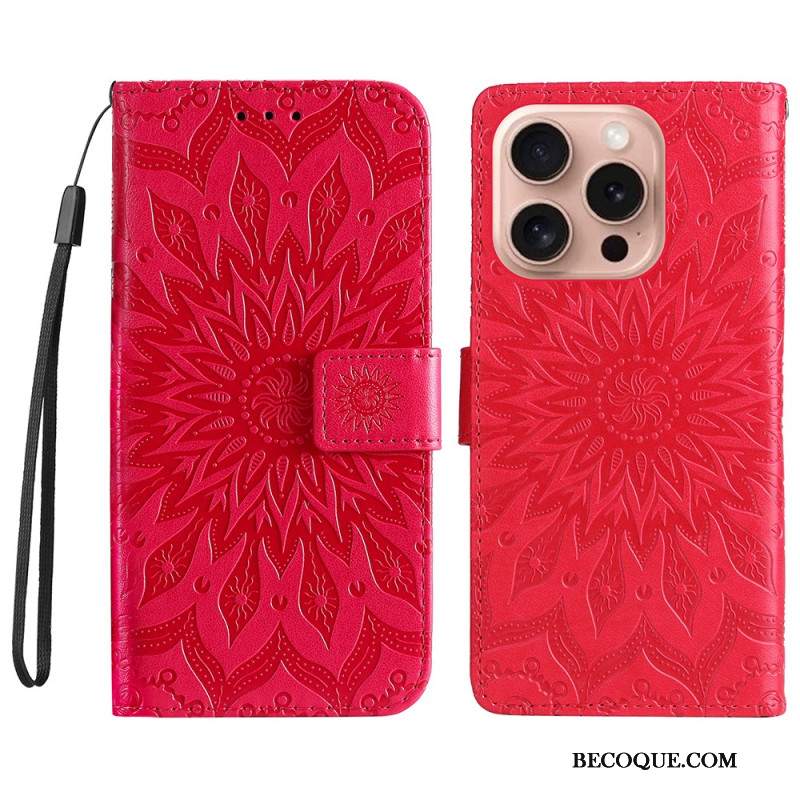 Etui Folio Do iPhone 16 Pro Mandala Ze Smyczą