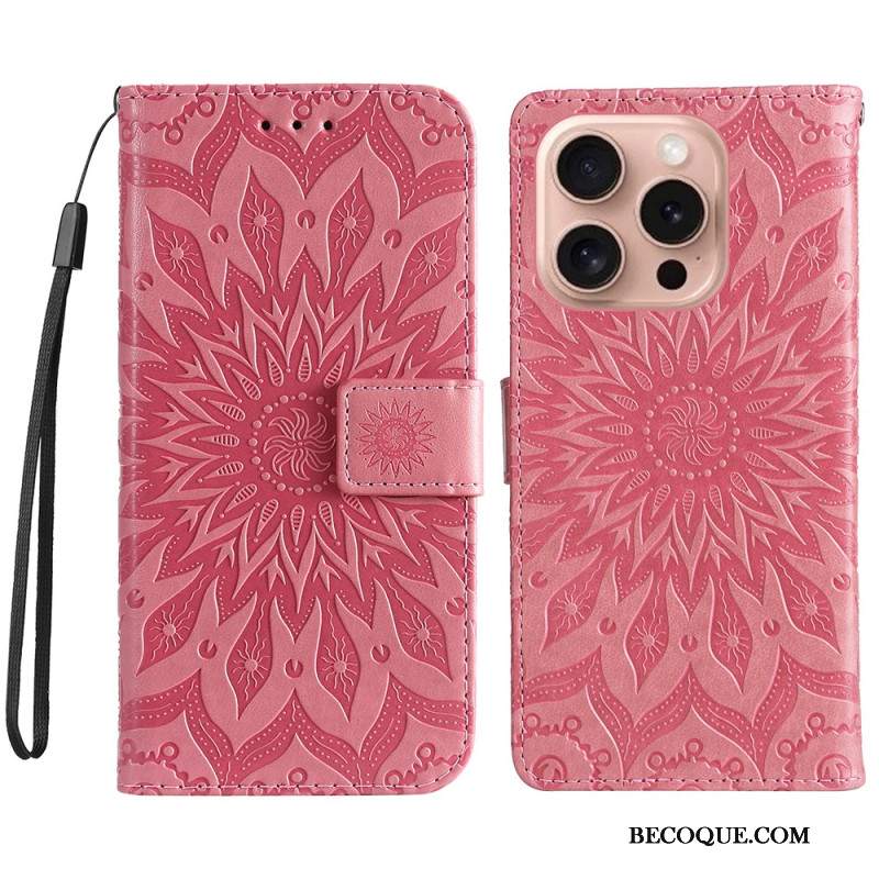 Etui Folio Do iPhone 16 Pro Mandala Ze Smyczą