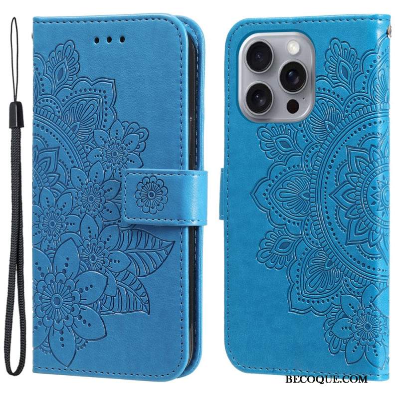 Etui Folio Do iPhone 16 Pro Nadruk Mandali Z Paskiem