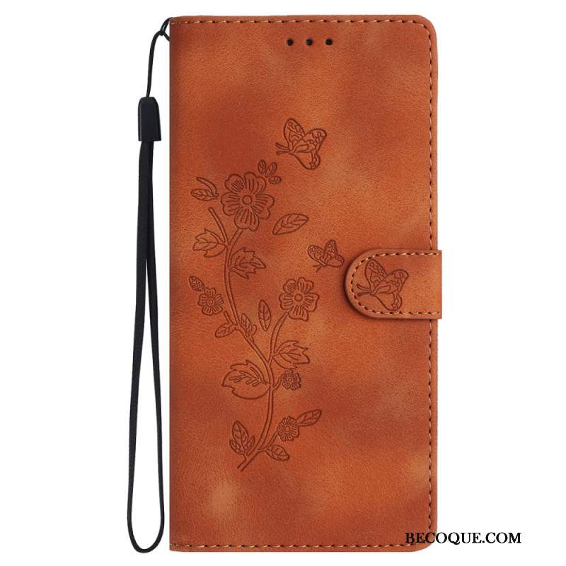 Etui Folio Do iPhone 16 Pro Nadruk W Kwiatowy Wzór