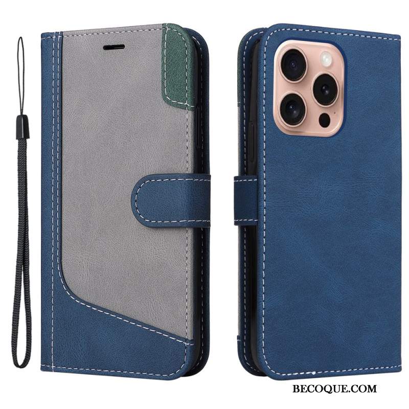 Etui Folio Do iPhone 16 Pro Trójkolorowy Z Paskiem