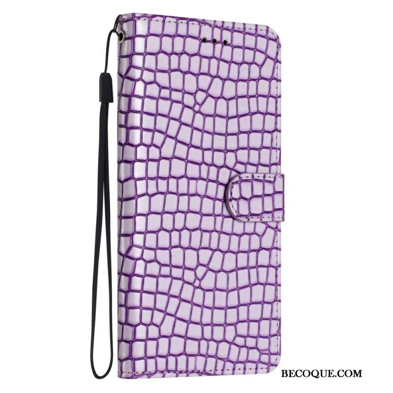 Etui Folio Google Pixel 8 Pro Styl Krokodyla Z Paskiem
