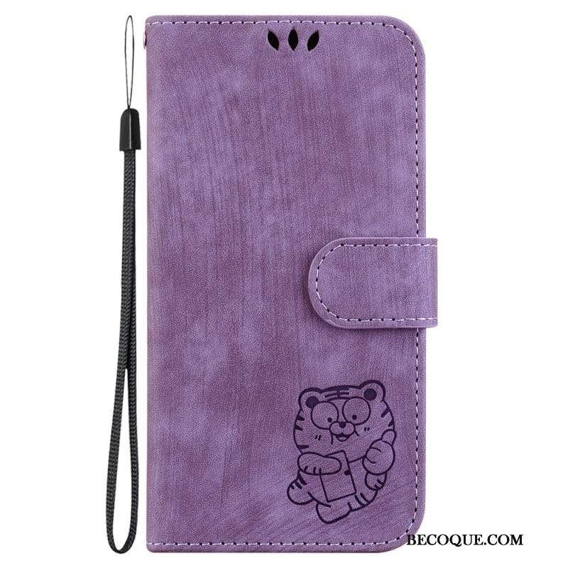 Etui Folio Motorola Edge 50 Neo Mały Kot Z Paskiem Etui Ochronne