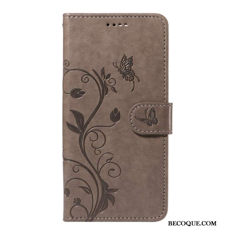 Etui Folio Motorola Edge 50 Neo Motyle I Kwiaty Etui Ochronne