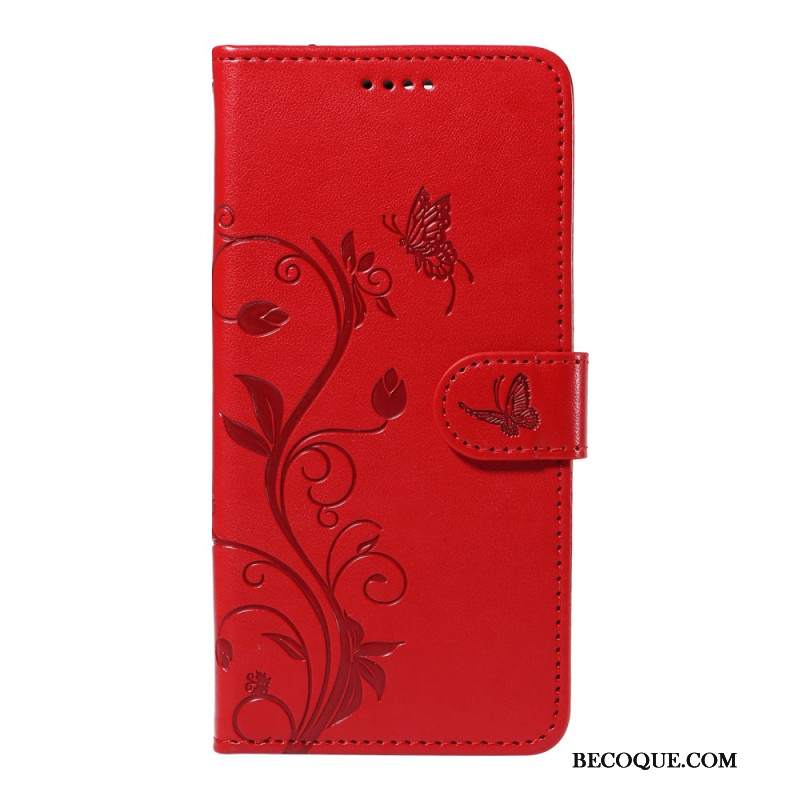 Etui Folio Motorola Edge 50 Neo Motyle I Kwiaty Etui Ochronne