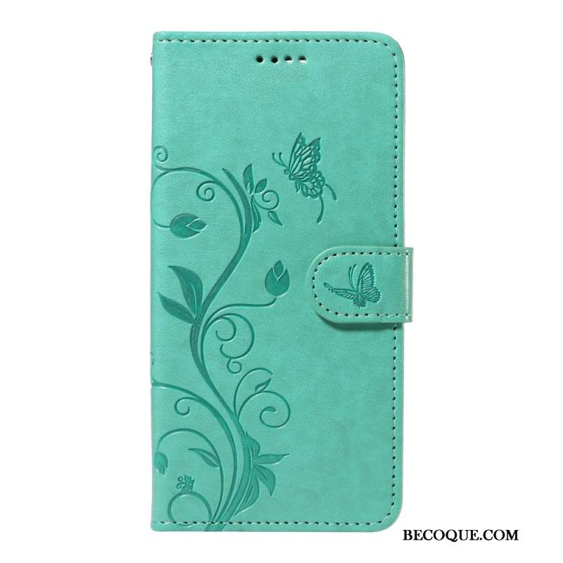 Etui Folio Motorola Edge 50 Neo Motyle I Kwiaty Etui Ochronne