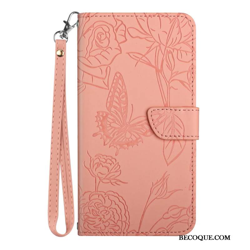 Etui Folio Motorola Edge 50 Neo Nadruk Motyla Z Paskiem