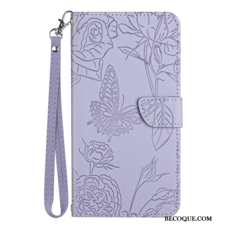Etui Folio Motorola Edge 50 Neo Nadruk Motyla Z Paskiem