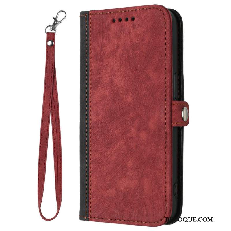 Etui Folio Motorola Edge 50 Pro Dwukolorowy Efekt Zamszu Z Paskiem Etui Ochronne