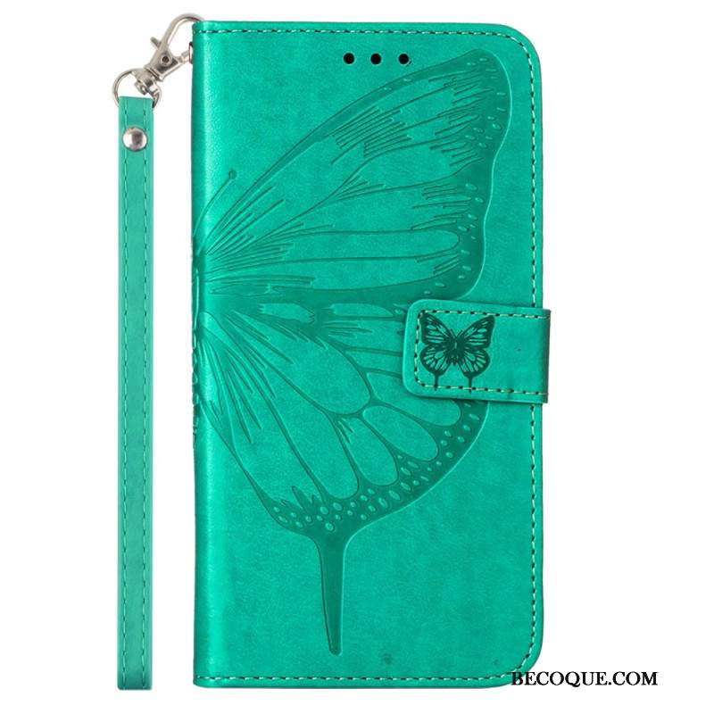 Etui Folio Oppo Reno 11 5g Kwiatowy Motyl Z Paskiem Etui Ochronne
