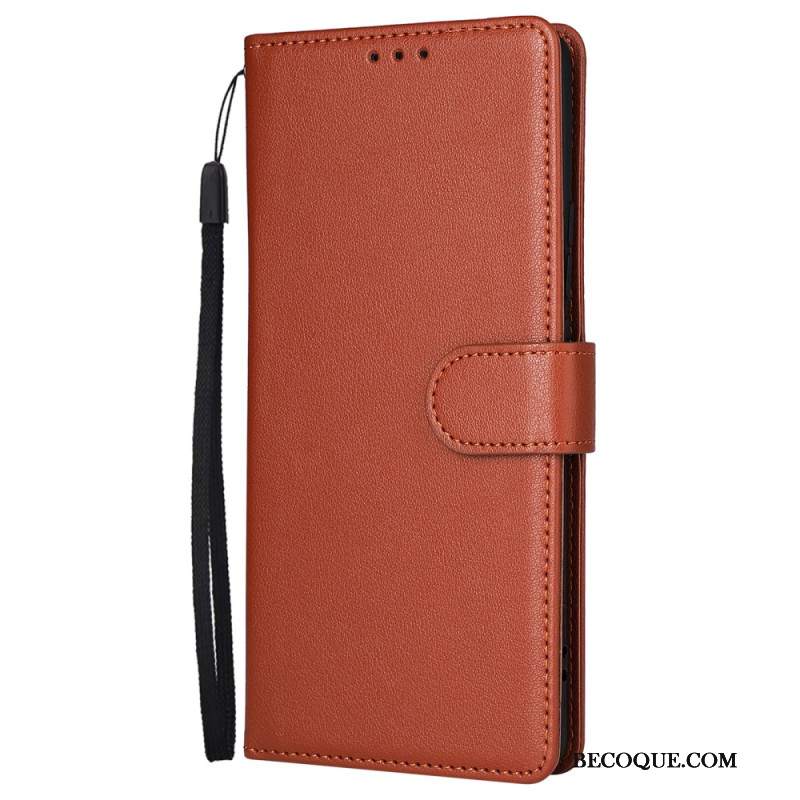 Etui Folio Oppo Reno 11 Pro 5g Zwykła Sztuczna Skóra Z Paskiem