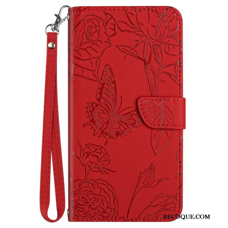 Etui Folio Oppo Reno 12f 5g Nadruk W Kształcie Motyla Z Paskiem Etui Ochronne