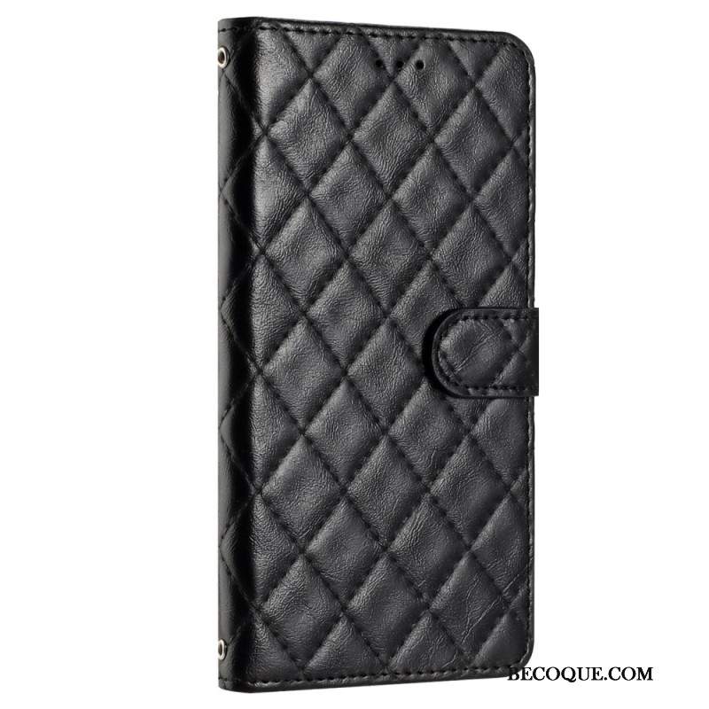 Etui Folio Samsung Galaxy A15 Pikowana Z Paskiem Etui Ochronne