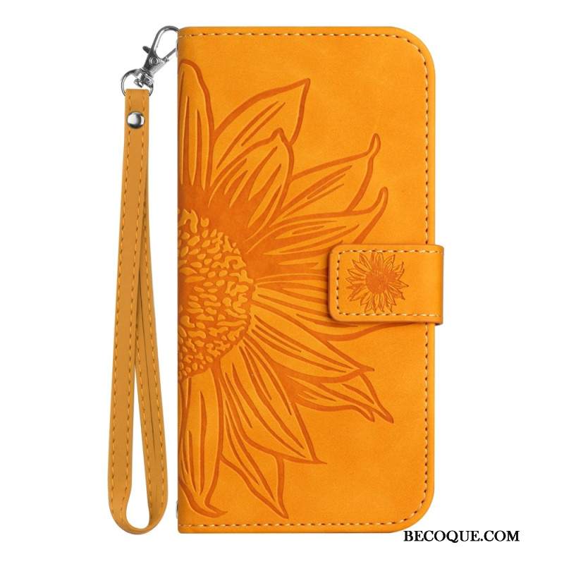 Etui Folio Samsung Galaxy A16 5g Nadruk Słonecznika Z Paskiem Etui Ochronne
