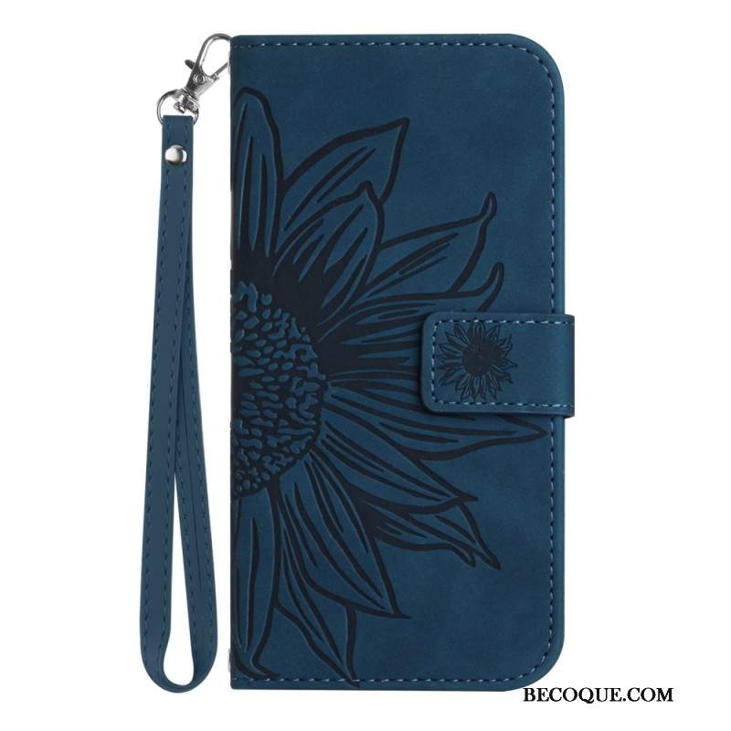 Etui Folio Samsung Galaxy A16 5g Nadruk Słonecznika Z Paskiem Etui Ochronne