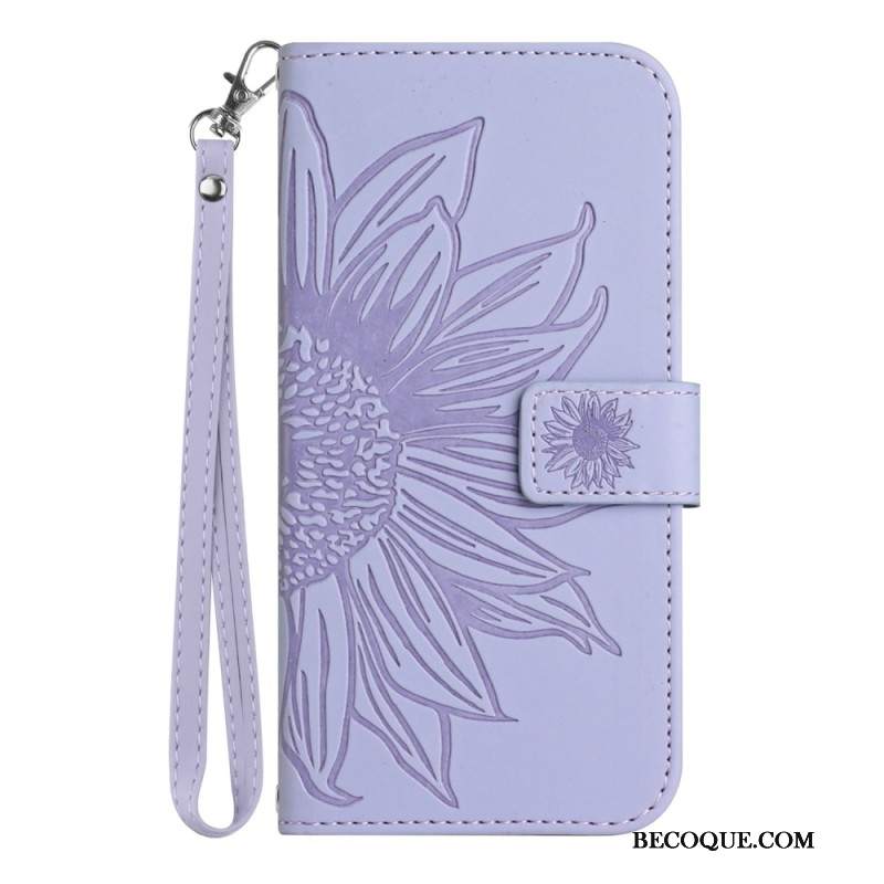 Etui Folio Samsung Galaxy A16 5g Nadruk Słonecznika Z Paskiem Etui Ochronne