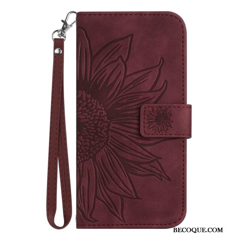 Etui Folio Samsung Galaxy A16 5g Nadruk Słonecznika Z Paskiem Etui Ochronne
