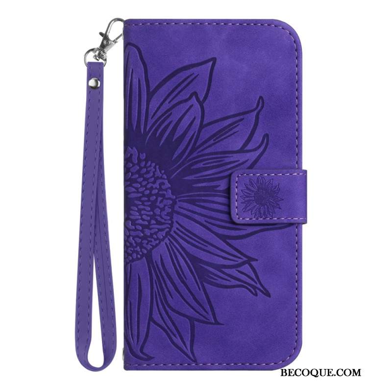 Etui Folio Samsung Galaxy A16 5g Nadruk Słonecznika Z Paskiem Etui Ochronne