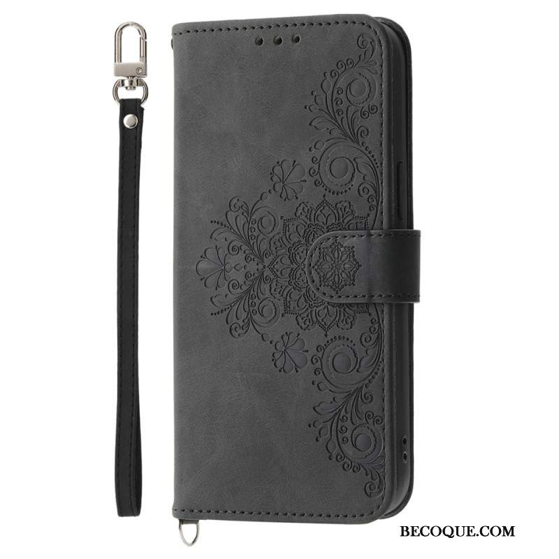 Etui Folio Samsung Galaxy A16 5g Wzór Koronkowy Z Paskiem I Paskiem Na Ramię