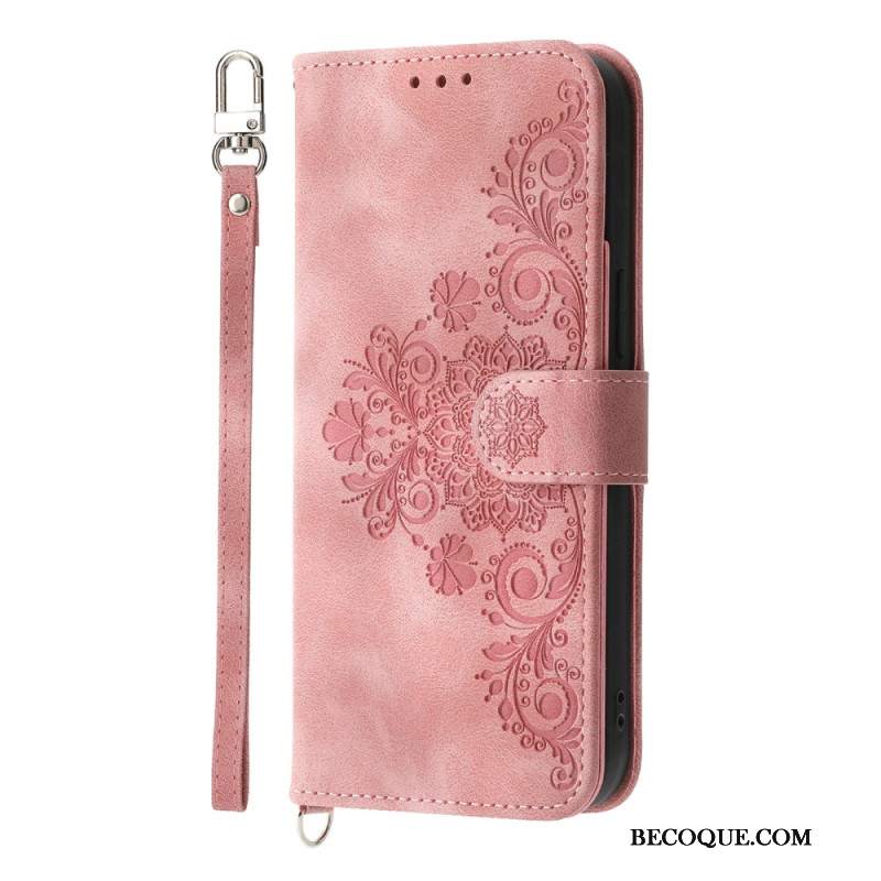 Etui Folio Samsung Galaxy A16 5g Wzór Koronkowy Z Paskiem I Paskiem Na Ramię