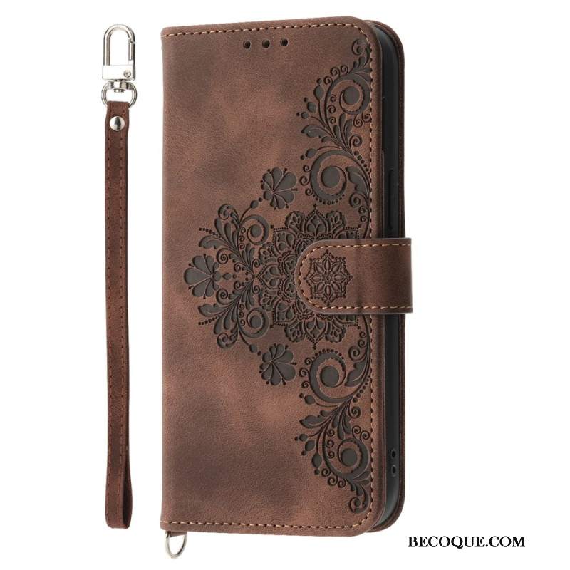Etui Folio Samsung Galaxy A16 5g Wzór Koronkowy Z Paskiem I Paskiem Na Ramię