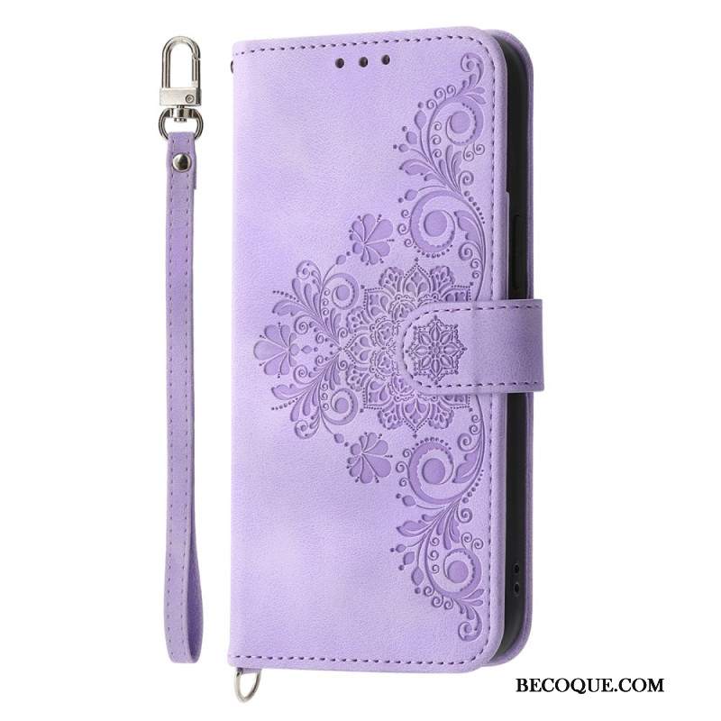 Etui Folio Samsung Galaxy A16 5g Wzór Koronkowy Z Paskiem I Paskiem Na Ramię