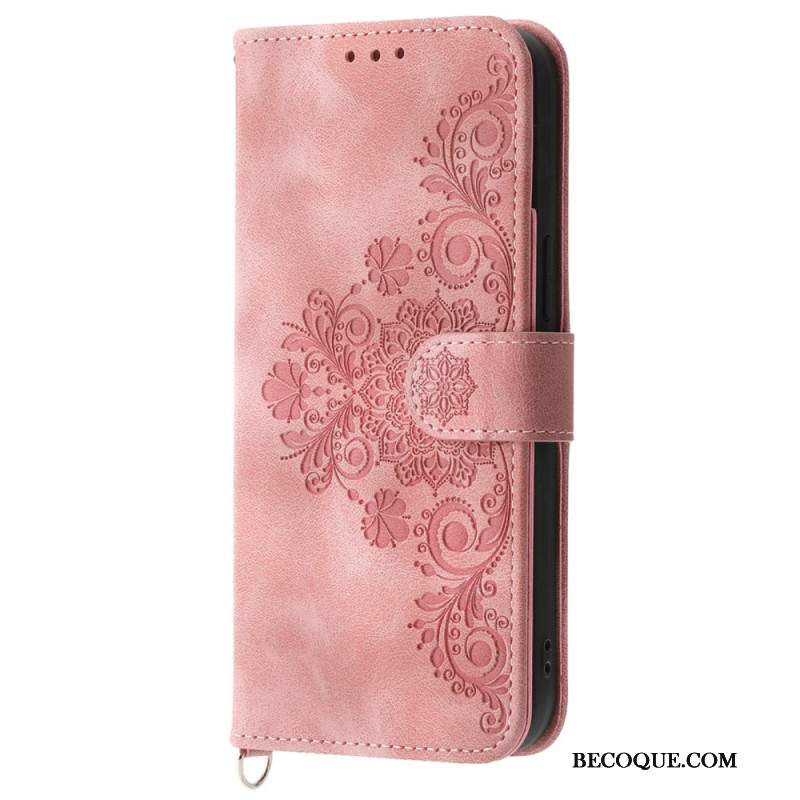 Etui Folio Samsung Galaxy M55 5g Koronka Z Paskiem I Paskiem Na Ramię