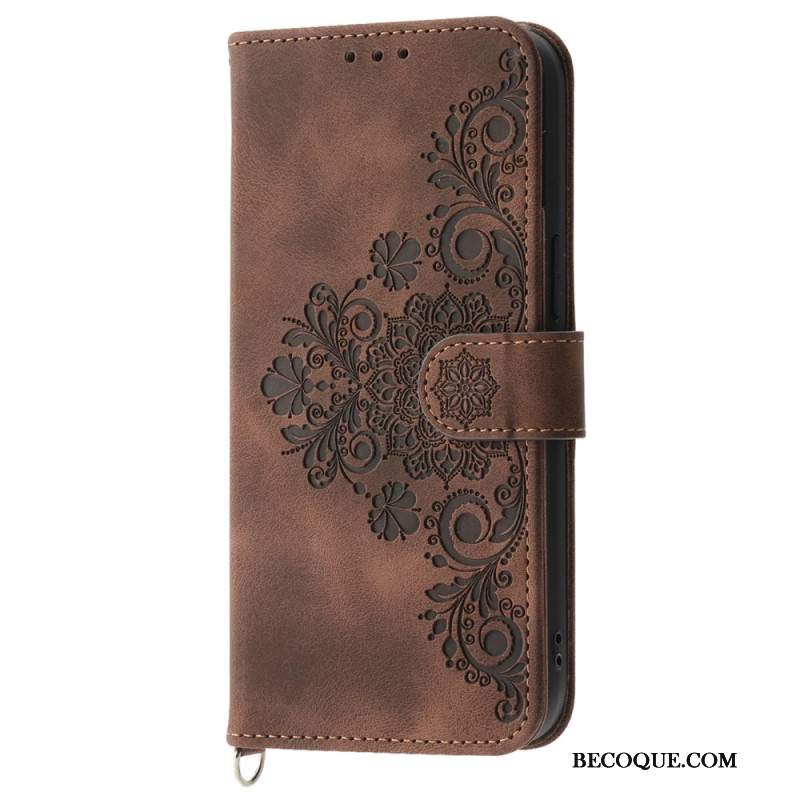 Etui Folio Samsung Galaxy M55 5g Koronka Z Paskiem I Paskiem Na Ramię