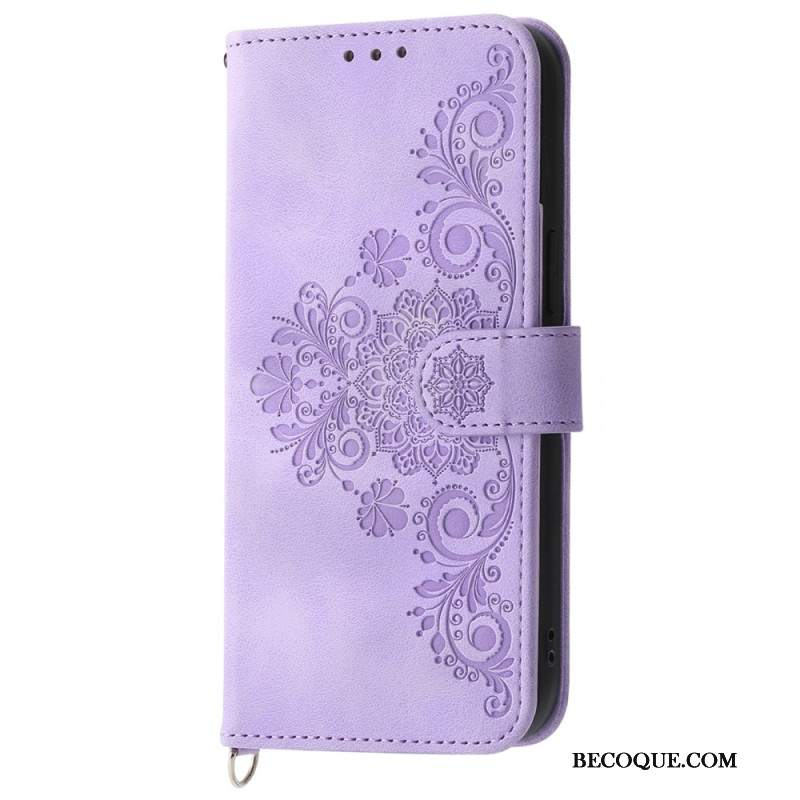 Etui Folio Samsung Galaxy M55 5g Koronka Z Paskiem I Paskiem Na Ramię