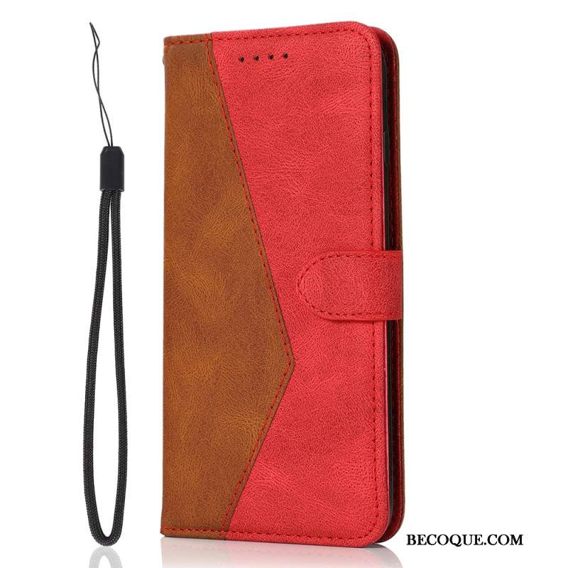 Etui Folio Samsung Galaxy S24 Fe Dwukolorowy Stylowy Pasek Etui Ochronne