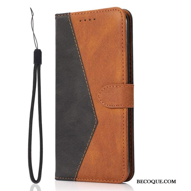 Etui Folio Samsung Galaxy S24 Fe Dwukolorowy Stylowy Pasek Etui Ochronne