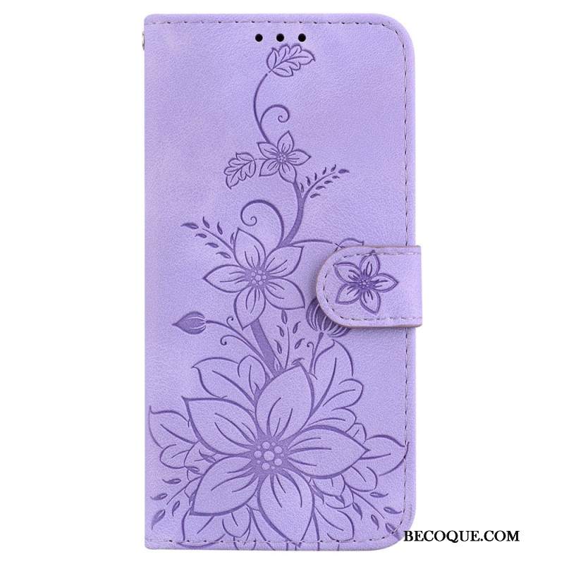Etui Folio Samsung Galaxy S24 Fe Efekt Kwiatowego Zamszu Etui Ochronne