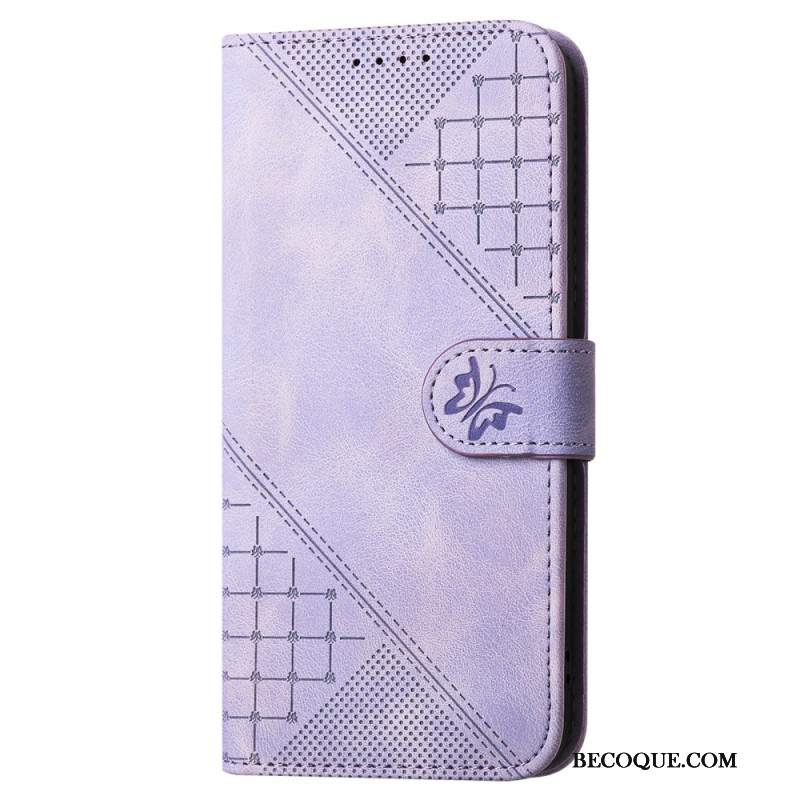 Etui Folio Samsung Galaxy S24 Fe Linie Motylkowe I Smycze Etui Ochronne