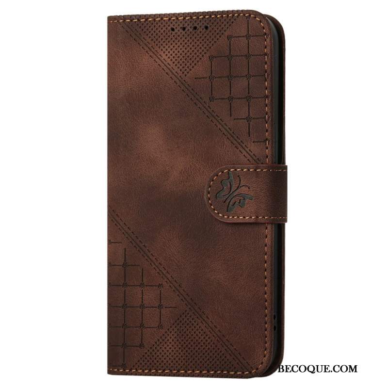 Etui Folio Samsung Galaxy S24 Fe Linie Motylkowe I Smycze Etui Ochronne