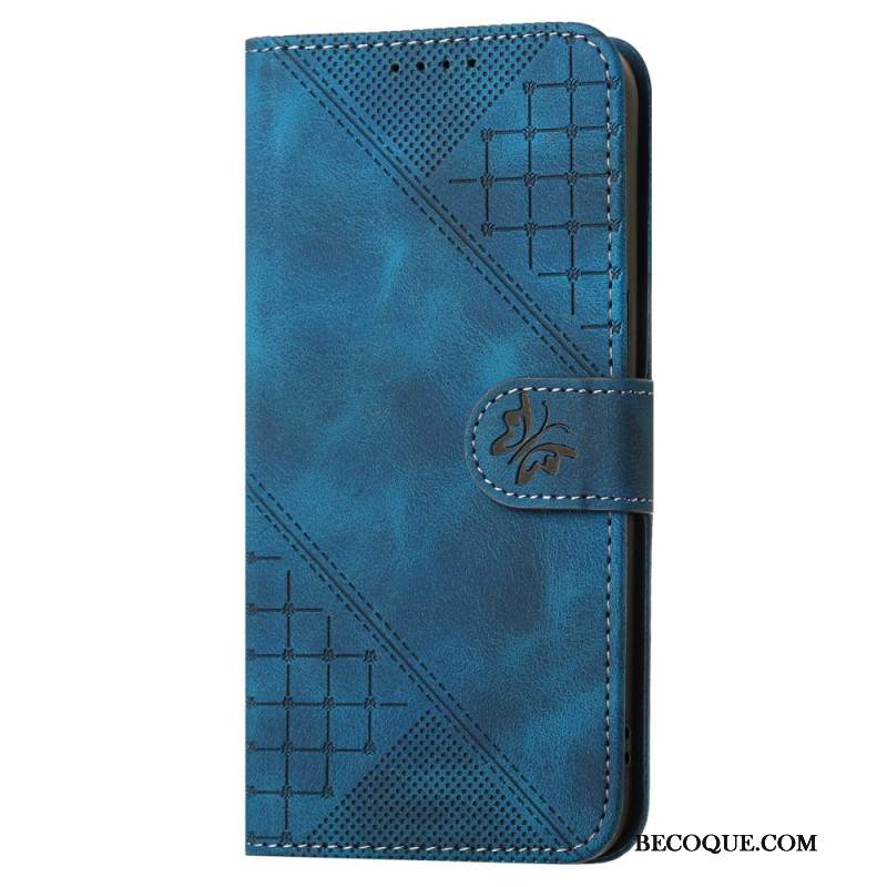 Etui Folio Samsung Galaxy S24 Fe Linie Motylkowe I Smycze Etui Ochronne