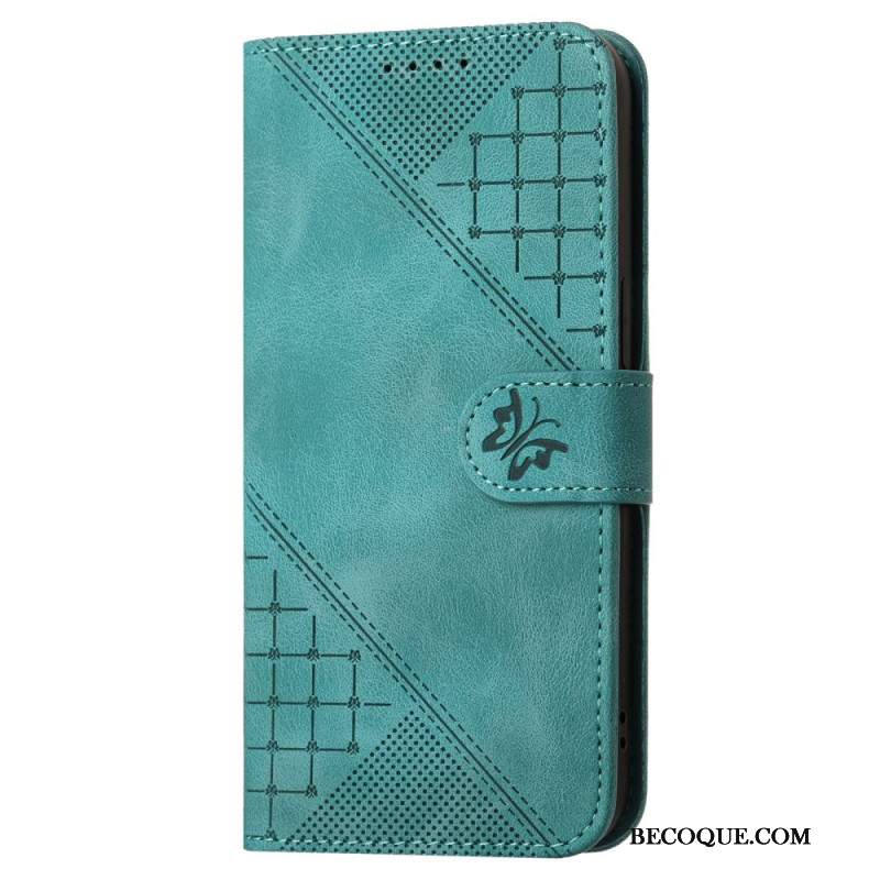 Etui Folio Samsung Galaxy S24 Fe Linie Motylkowe I Smycze Etui Ochronne