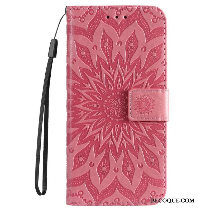 Etui Folio Samsung Galaxy S24 Fe Wzór Paska W Kształcie Słonecznika Etui Ochronne
