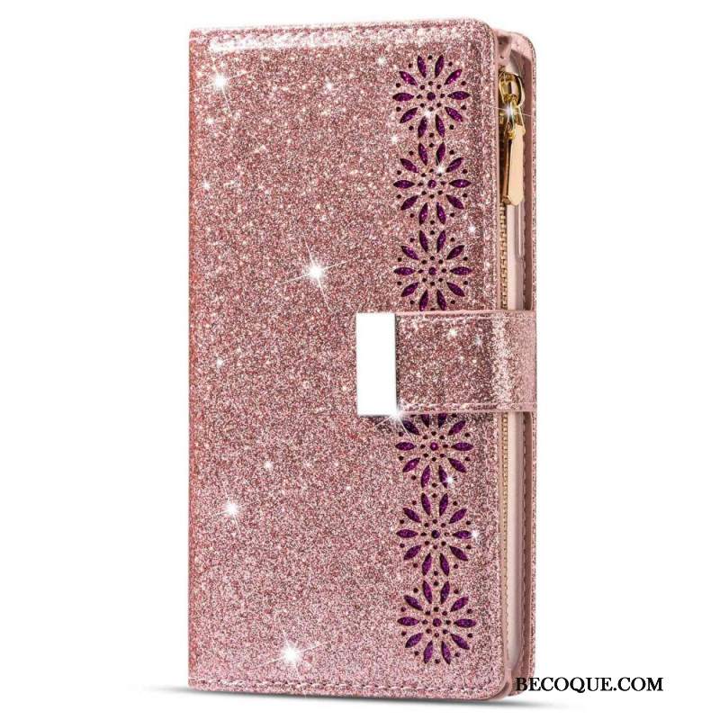 Etui Folio Samsung Galaxy S24 Plus 5g Cekiny Z Paskami Etui Ochronne