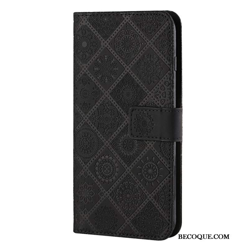 Etui Folio Samsung Galaxy S24 Plus 5g Etniczne Kwiaty Etui Ochronne