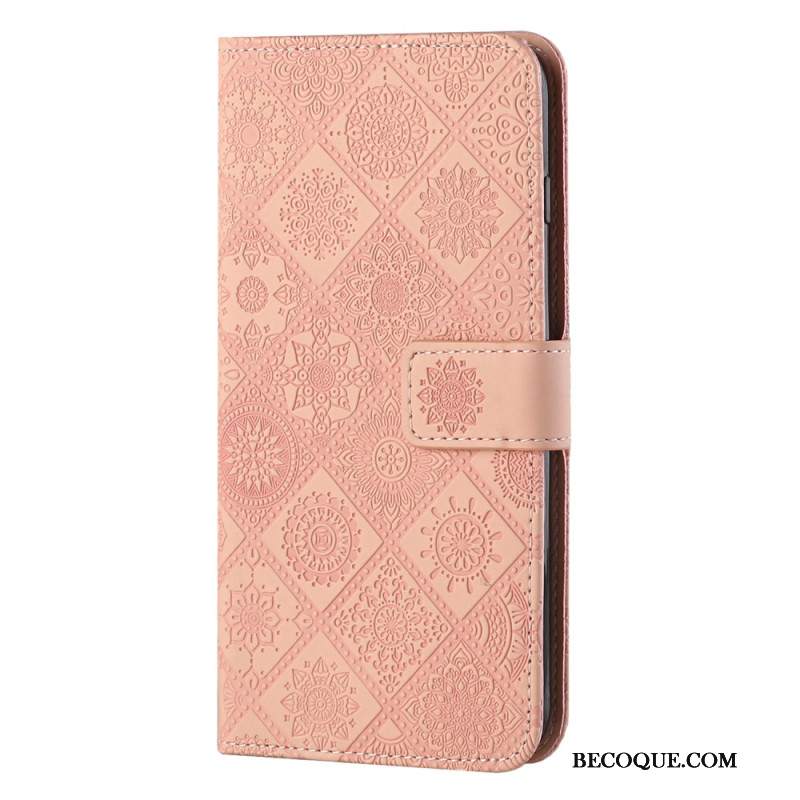 Etui Folio Samsung Galaxy S24 Plus 5g Etniczne Kwiaty Etui Ochronne
