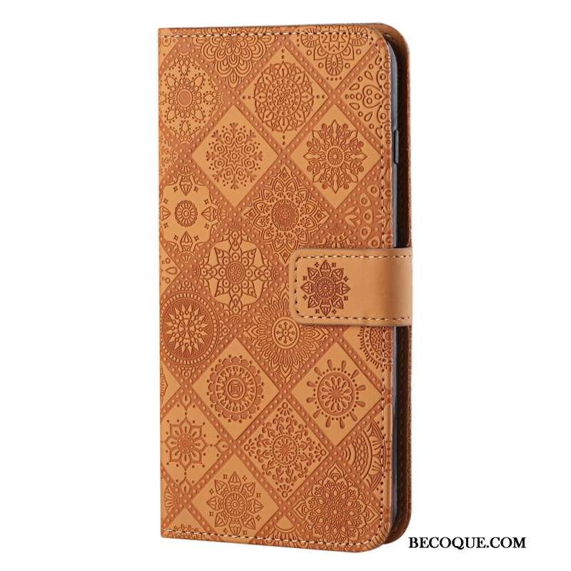 Etui Folio Samsung Galaxy S24 Plus 5g Etniczne Kwiaty Etui Ochronne