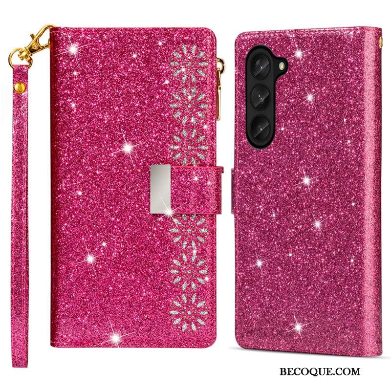 Etui Folio Samsung Galaxy Z Fold 5 Portfel Z Cekinami Etui Ochronne